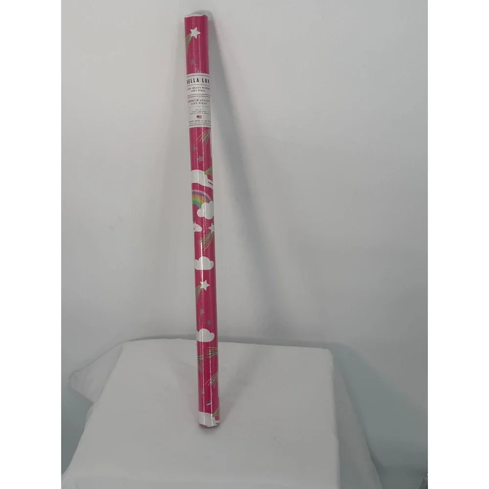 Bella Lux Pink Unicorn Rainbow Gift Wrap Roll Heavy Weight 30 SqFt 109-09